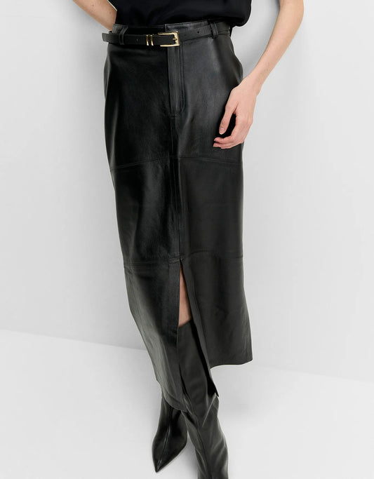 Straight leather skirt